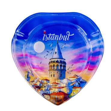 Istanbul Themed Myros Heart Glass Ashtray - 6