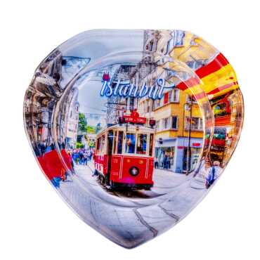 Istanbul Themed Myros Heart Glass Ashtray - 7