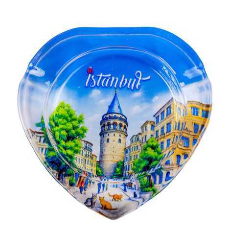 Istanbul Themed Myros Heart Glass Ashtray - 10