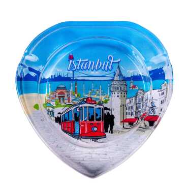 Istanbul Themed Myros Heart Glass Ashtray - 11