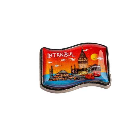 İstanbul Themed Myros Metal Flag Pin 25x20 mm - 3