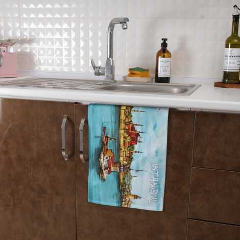 İstanbul Themed Myros Print Hand Towel 600x400 mm - 1