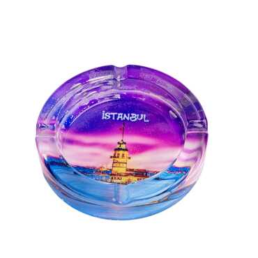 Istanbul Themed Myros Round Glass Ashtray - 3