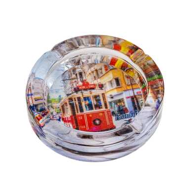 Istanbul Themed Myros Round Glass Ashtray - 4