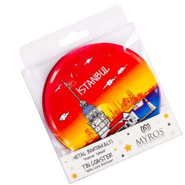 İstanbul Themed Myros Set of 2 Metal Coasters 9 cm - 6