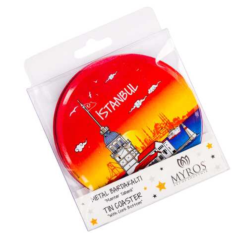 İstanbul Themed Myros Set of 2 Metal Coasters 9 cm - 6