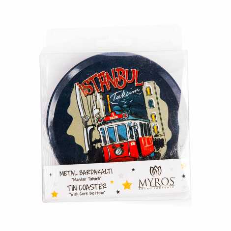 İstanbul Themed Myros Set of 2 Metal Coasters 9 cm - 3