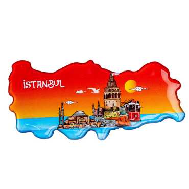 Istanbul Themed Myros Turkey Map Refrigerator Magnet - Myros