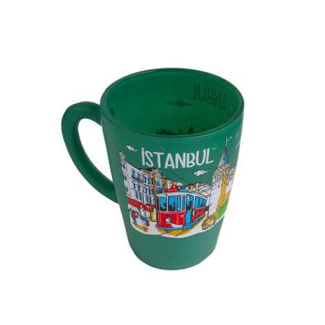 İstanbul Themed Oval Glass Mug 27 Cl - 2