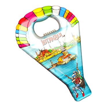 Istanbul Themed Parachute Shaped Metal Magnetic Opener 113x75 mm - Thumbnail