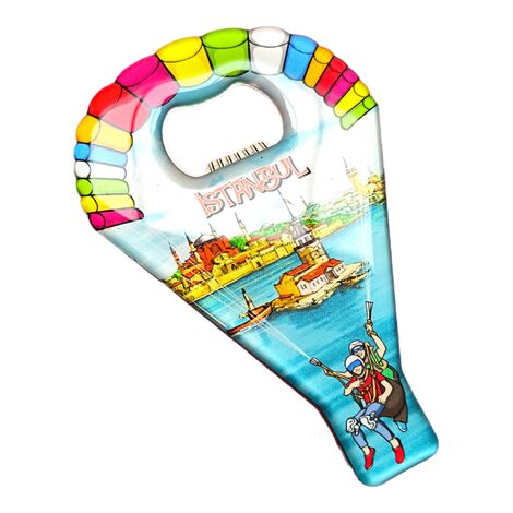 Istanbul Themed Parachute Shaped Metal Magnetic Opener 113x75 mm