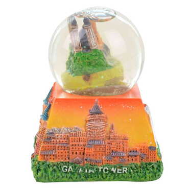 Istanbul Themed Polyester Snow Globe 65 mm - Thumbnail