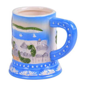 Istanbul Themed Relief Blue Ceramic Mug - Thumbnail