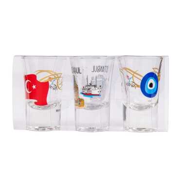 Istanbul Themed Set of Three Shot Glasses - Myros