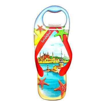 Istanbul Themed Slipper Shaped Metal Magnetic Bottle Opener 110x45 mm - Thumbnail