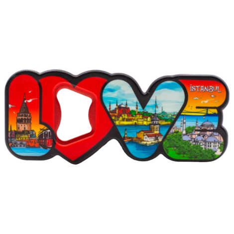 İstanbul Themed UV Love Bottle Opener Refrigerator Magnet - 3