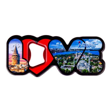 İstanbul Themed UV Love Bottle Opener Refrigerator Magnet - 4