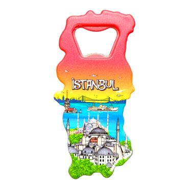 Istanbul Themed UV Map Shaped Bottle Opener - Thumbnail