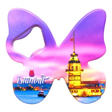 Istanbul Themed Uv Printed Butterfly Bottle Opener - Thumbnail