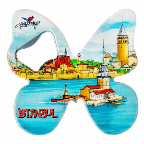 Istanbul Themed Uv Printed Butterfly Bottle Opener - 25