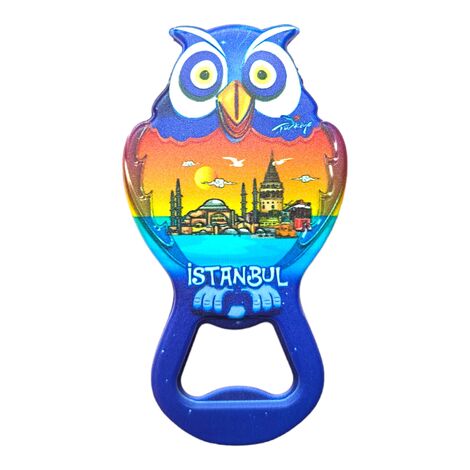 Istanbul Themed Uv Printed Owl Bottle Opener