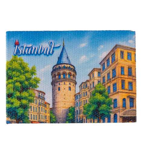 Istanbul Themed Wooden Canvas Fridge Magnet 50x70 mm - 9