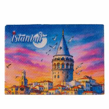 Istanbul Themed Wooden Canvas Fridge Magnet 50x70 mm - 7