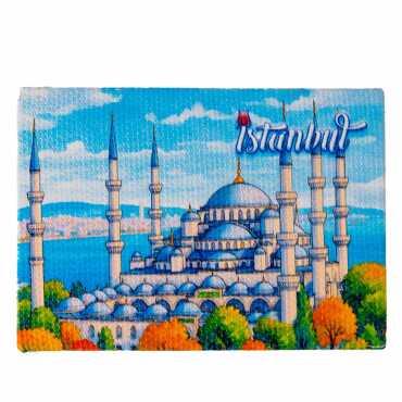 Istanbul Themed Wooden Canvas Fridge Magnet 50x70 mm - 5