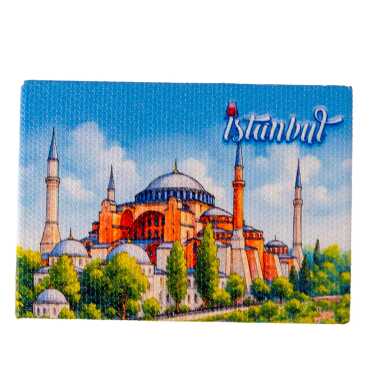 Istanbul Themed Wooden Canvas Fridge Magnet 50x70 mm - 4