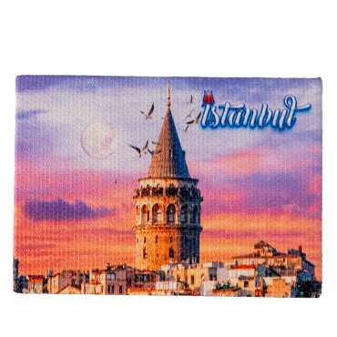 Istanbul Themed Wooden Canvas Fridge Magnet 50x70 mm - 3