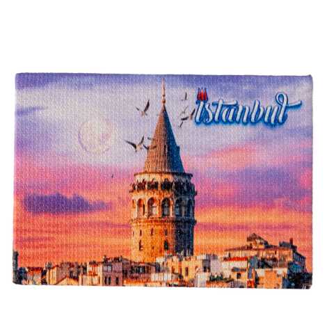Istanbul Themed Wooden Canvas Fridge Magnet 50x70 mm - 3