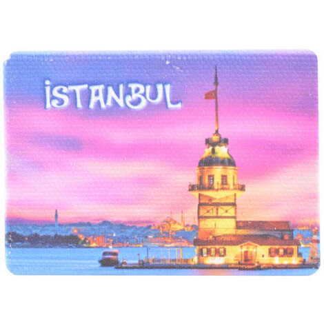 Istanbul Themed Wooden Canvas Fridge Magnet 50x70 mm