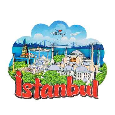 Istanbul Themed Wooden Customised 2D Souvenir Fridge Magnet - 17