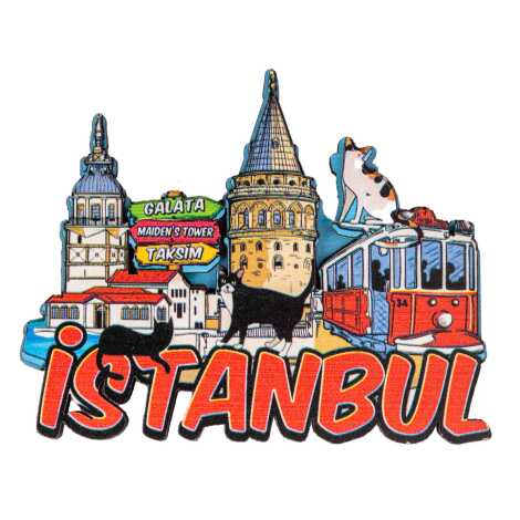 Istanbul Themed Wooden Customised 2D Souvenir Fridge Magnet - 23