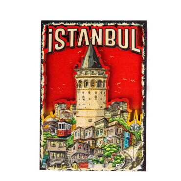 Istanbul Themed Wooden Customised 2D Souvenir Fridge Magnet - 27