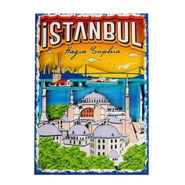 Istanbul Themed Wooden Customised 2D Souvenir Fridge Magnet - 35