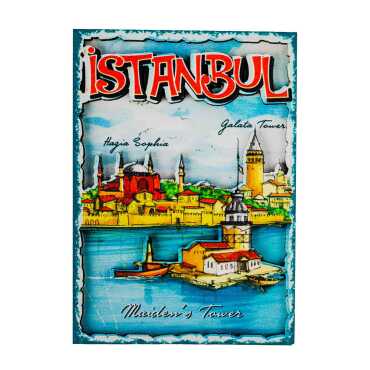 Istanbul Themed Wooden Customised 2D Souvenir Fridge Magnet - 36