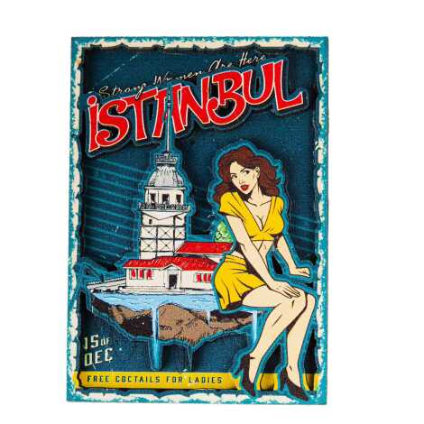 Istanbul Themed Wooden Customised 2D Souvenir Fridge Magnet - 38