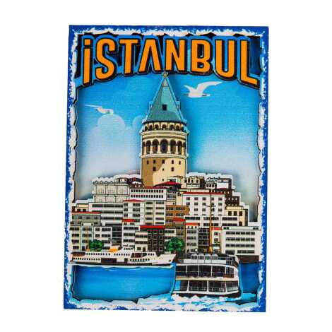 Istanbul Themed Wooden Customised 2D Souvenir Fridge Magnet - 39