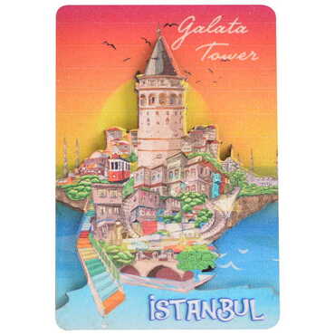 Istanbul Themed Wooden Customised 2D Souvenir Fridge Magnet - Thumbnail