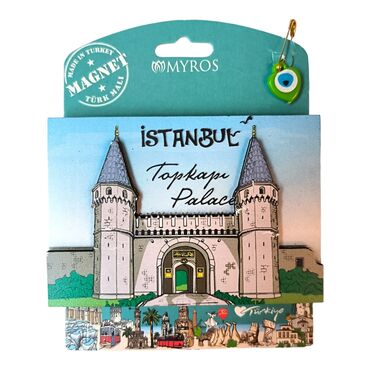 Istanbul Themed Wooden UV Printed Custom Backing Carded Fridge Magnet - Thumbnail