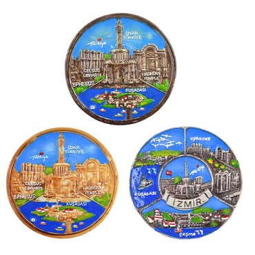 Izmir Region Themed City Themed Plaster Raised Cottage Wall Plate 20 Cm - 2