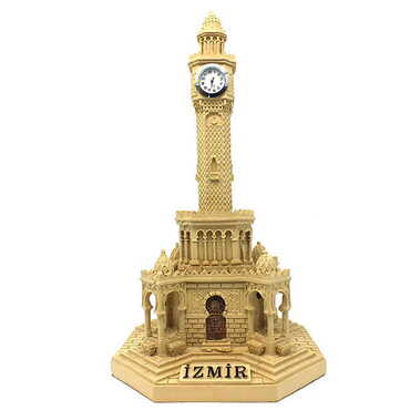 Myros - İzmir Clock Tower Themed Beige Polyester Figurine 155X155X300 Mm