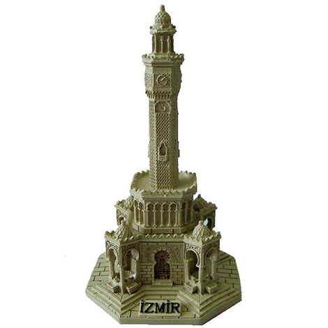 İzmir Clock Tower Themed Beige Polyester Figurine 60X60X110 Mm