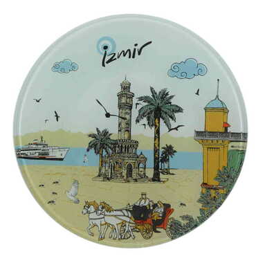 Izmir Region Themed Bespoke Printed Glass Plate 21 Cm - Thumbnail