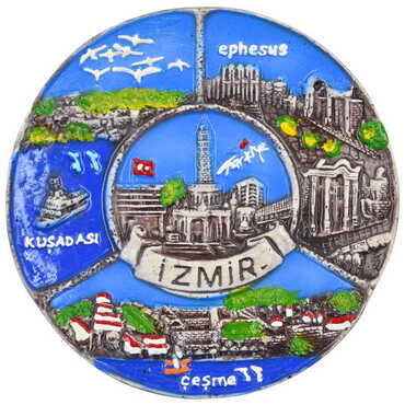 Izmir Region Themed City Themed Plaster Raised Cottage Wall Plate 20 Cm - Thumbnail