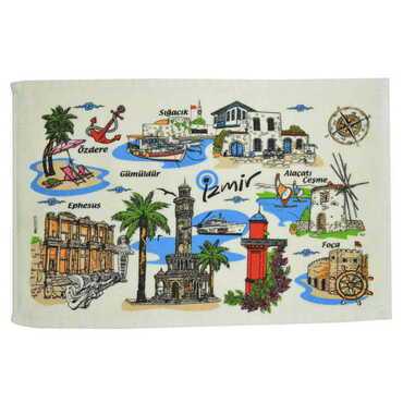 Myros - Izmir Region Themed Customised Serigraphy Printed Hand Towel 300x500 mm