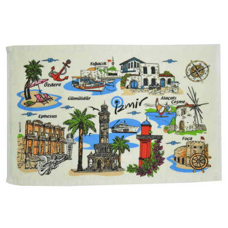 Izmir Region Themed Customised Serigraphy Printed Hand Towel 300x500 mm