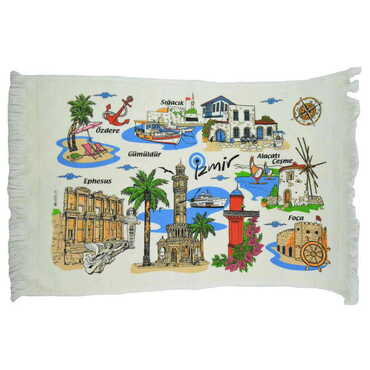 Myros - Izmir Region Themed Customised Serigraphy Printed Hand Towel 600x400 mm