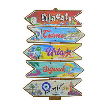 Izmir Region Themed Wooden Customised Door Sign Board 200x290 Mm - Thumbnail